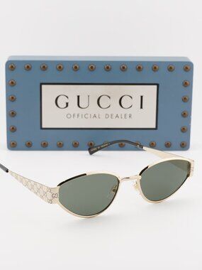 Gucci GG1853S 001 Oval Sunglasses – Gold / Grey